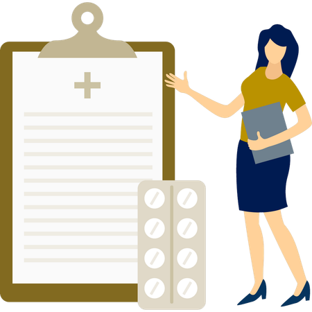 The woman is doing medical chart  Illustration