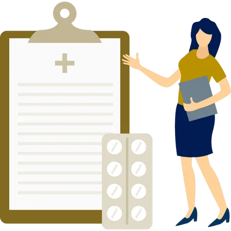 The woman is doing medical chart  Illustration