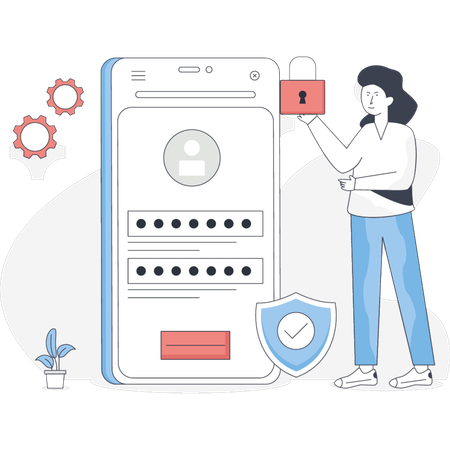 The woman is doing profile security  Illustration