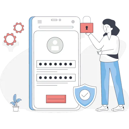 The woman is doing profile security  Illustration