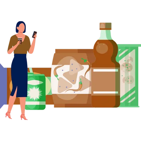 The woman is enjoying drink  Illustration