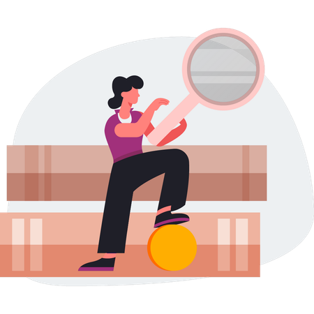 The woman is holding magnifying glass  Illustration