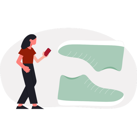 The woman is looking lace shoes  Illustration