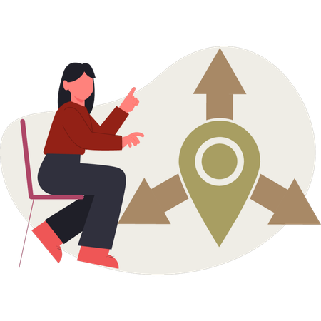 The woman is looking location direction  Illustration