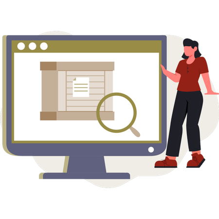 The woman is looking web document  Illustration