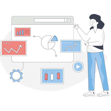 The woman is pointing BI consulting  Illustration