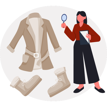 The woman is searching winter trench coat  Illustration