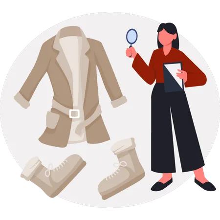 The woman is searching winter trench coat  Illustration