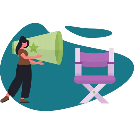 The woman is standing in theater  Illustration