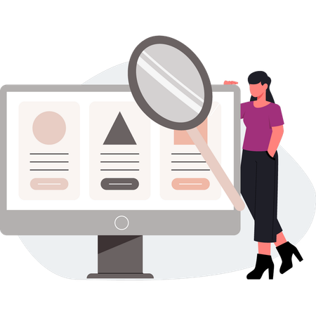 The woman is standing near monitor  Illustration