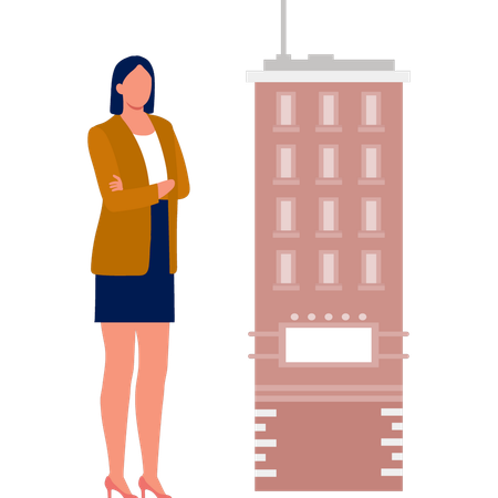 The woman is thinking building board  Illustration