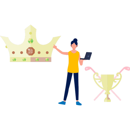 The woman is working about king crown  Illustration