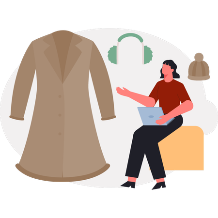 The woman is working on laptop  Illustration