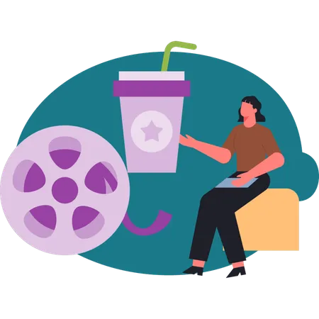 The woman pointing video reels  Illustration