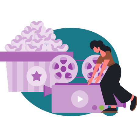 The woman presenting movie  Illustration