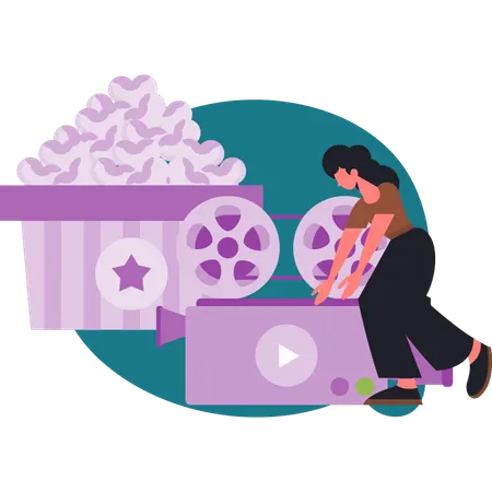 The woman presenting movie  Illustration