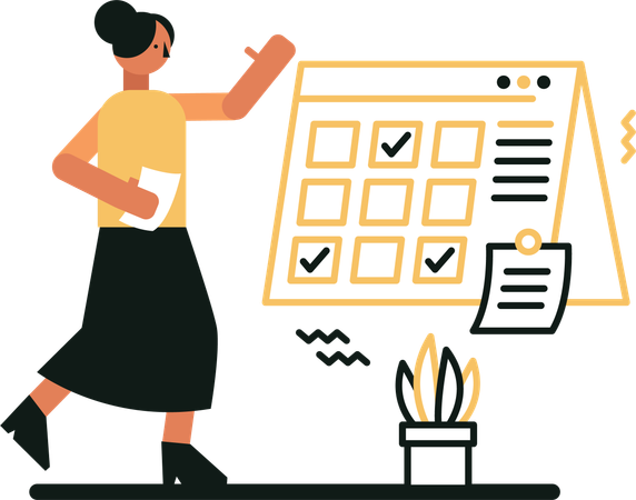 The Woman Setting Schedule  Illustration