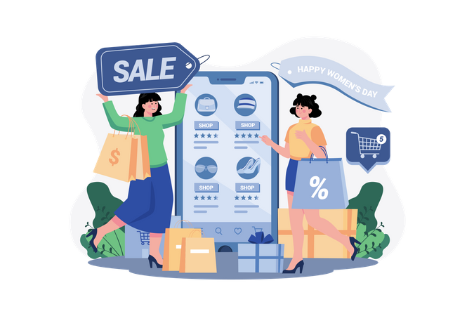 The Women Shopping During Selloff  Illustration