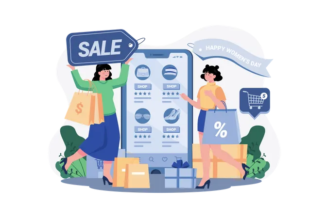 The Women Shopping During Selloff  Illustration