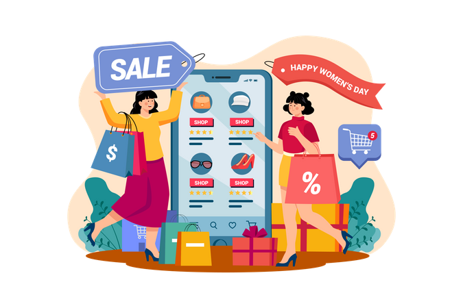 The Women Shopping During Selloff  Illustration