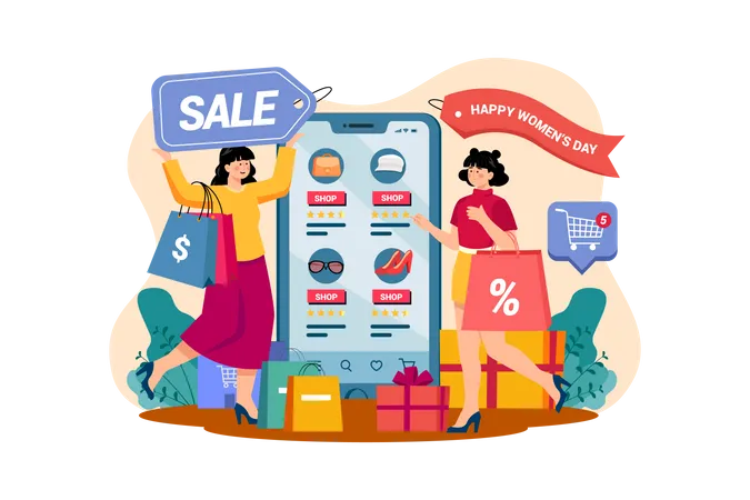 The Women Shopping During Selloff  Illustration