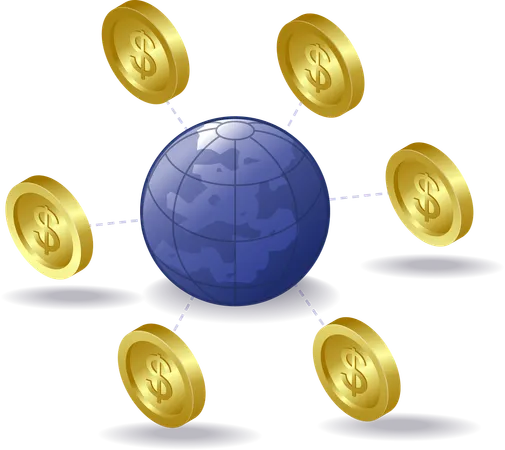 The world of network financial business  Illustration