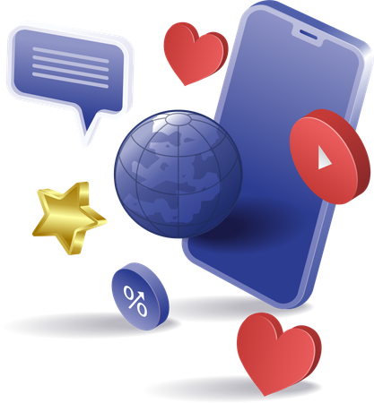 The world of online smartphone multimedia apps  Illustration