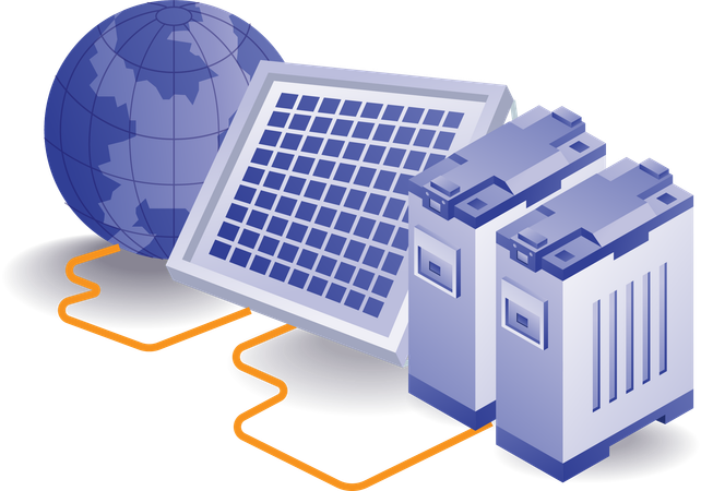 The world of solar panel energy batteries eco green  Illustration