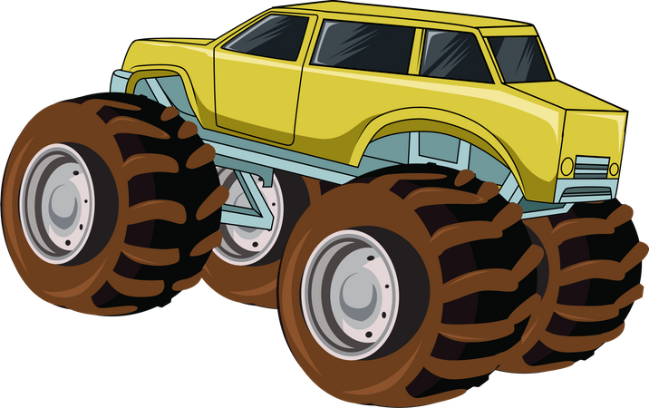 The yellow big monster truck  Illustration