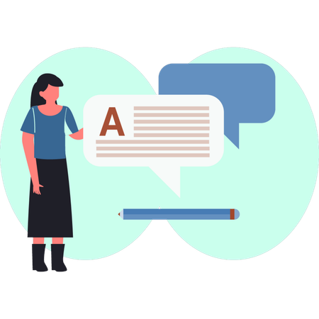 The young lady is looking chat bubbles  Illustration
