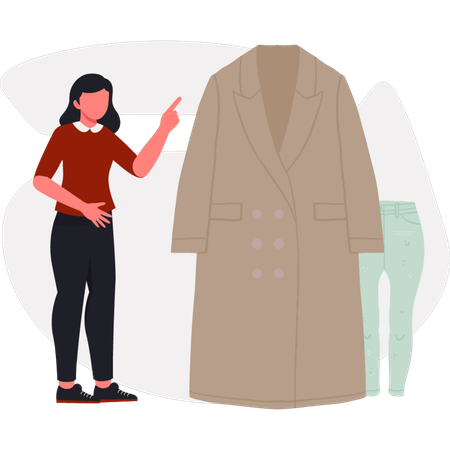 The young lady is pointing sailor coat  Illustration