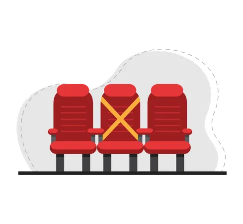 Theatre seats with social distance. Flat design concept illustration  Illustration