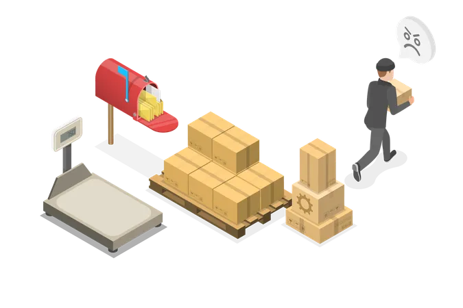 3 D Isometric Flat Vector Conceptual Illustration Of Theft At Post Office Hooligan Stole A Package Illustration