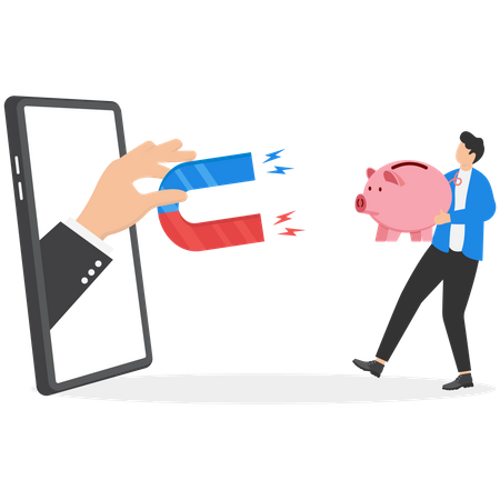 Theft attracting greedy businessman  Illustration