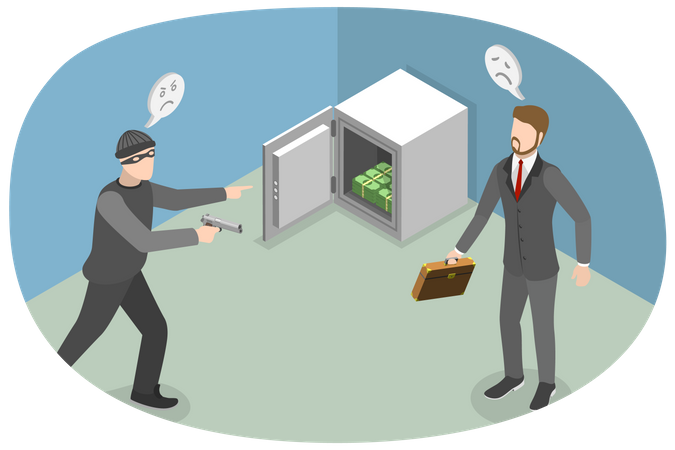 Theft In A Bank  Illustration
