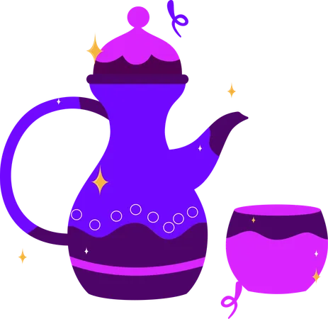 Théière et tasse traditionnelles du Ramadan  Illustration