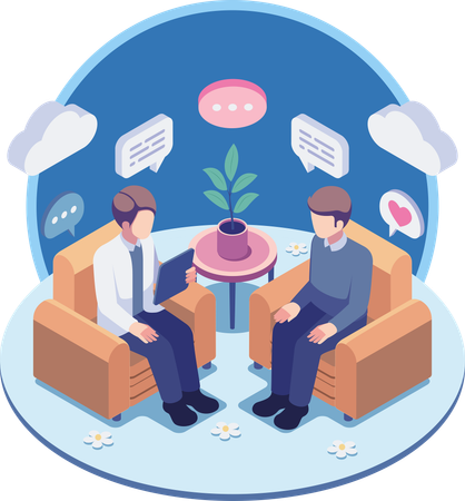 Therapist and Patient discussing in Counseling Session  Illustration