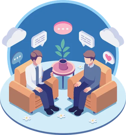 Therapist and Patient discussing in Counseling Session  Illustration