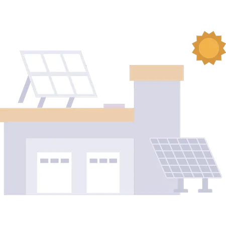 There is a sustainable solar panel on the house  Illustration