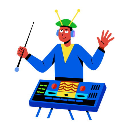 Theremin-Spieler  Illustration