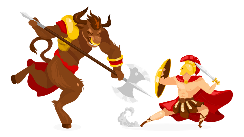 Theseus and Minotaur  Illustration