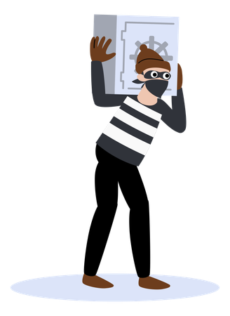 Thief Carrying Safe  Illustration