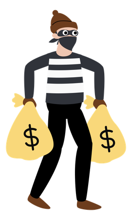 Thief Carrying Stolen Money  Illustration