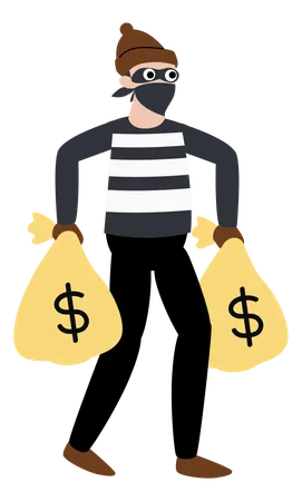 Thief Carrying Stolen Money  Illustration