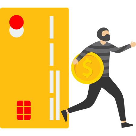 Thief doing credit card robbery  Illustration