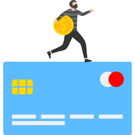 Thief doing credit card robbery  Illustration