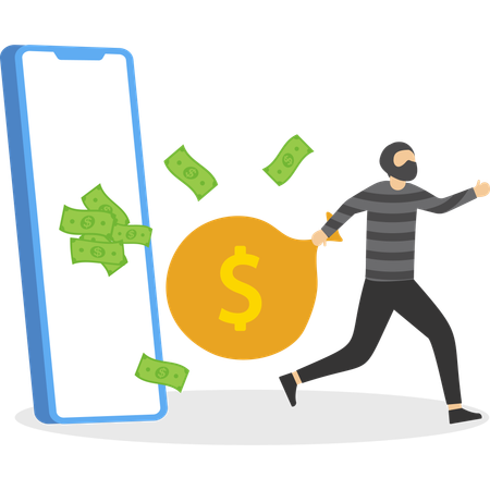 Thief doing finance stealing  Illustration