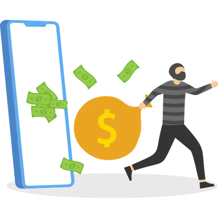 Thief doing finance stealing  Illustration