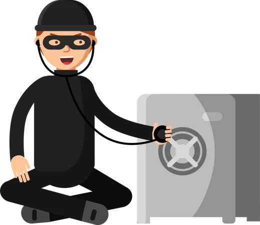 Thief opening locker  Illustration