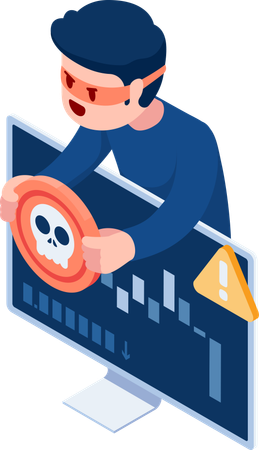 Thief stealing information  Illustration